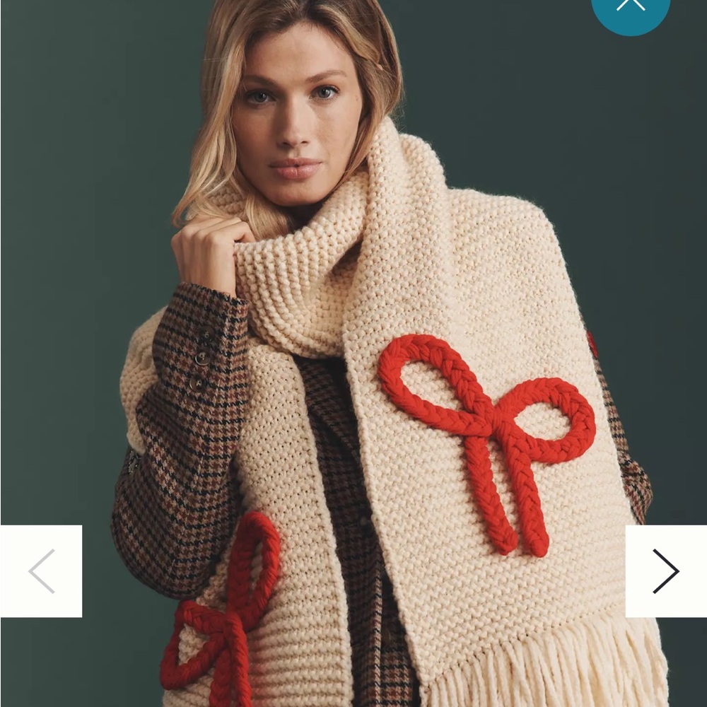 Anthropologie Maeve Chunky Knit Bow Scarf